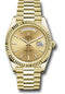 Rolex Yellow Gold Day-Date 40 Watch - Fluted Bezel - Champagne Index Dial - President Bracelet - 228238 chip